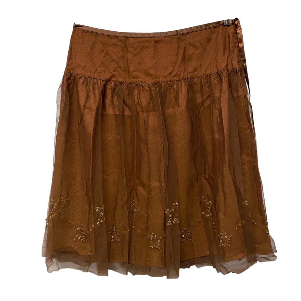 Vintage Y2K URBAN OUTFITTERS LUX Brown Sequin Skirt‎ Sz 9 Mesh Old Money Fairy